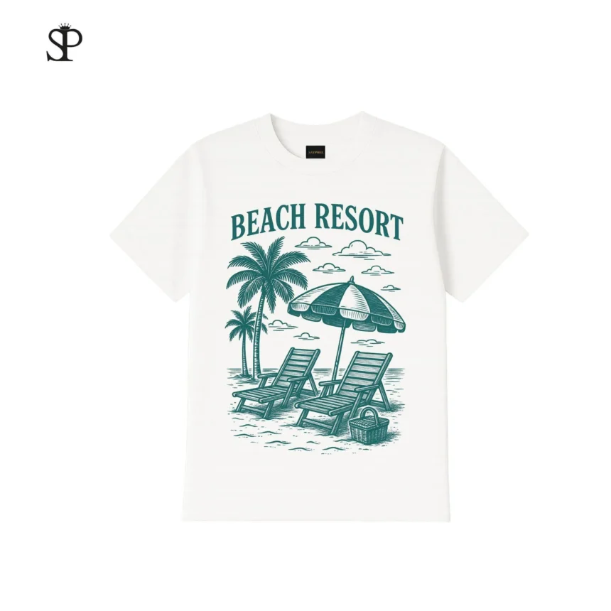Áo Thun Beach Resort Mùa Hè, Cotton 250GSM