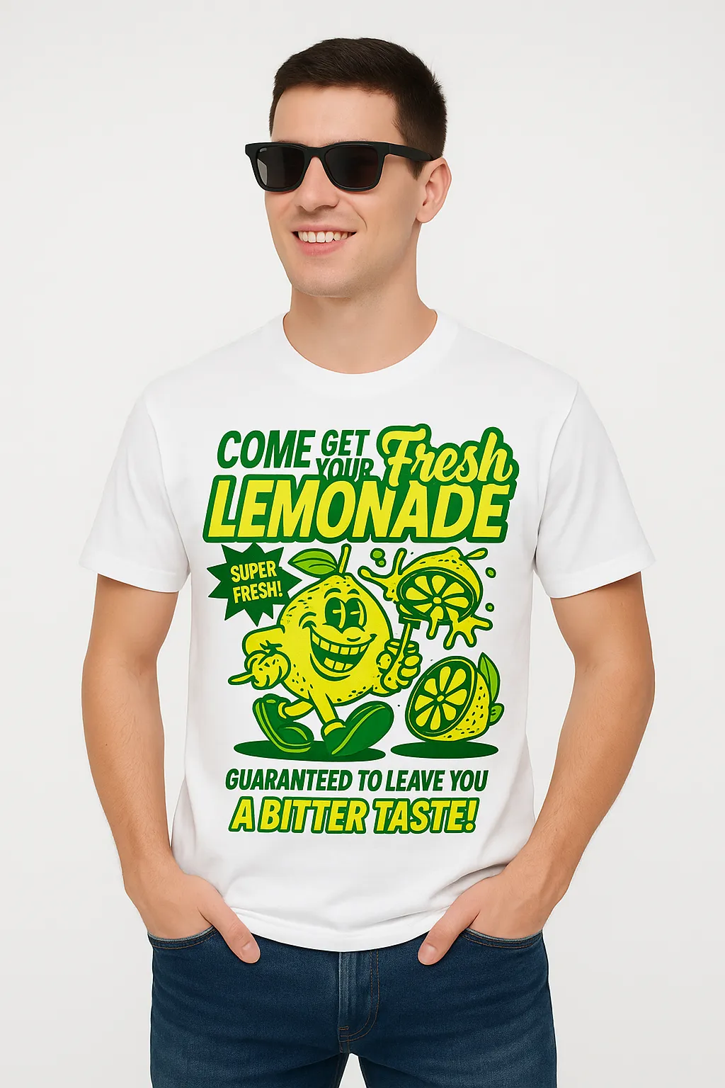 Người mẫu mặc áo thun Fresh Lemonade