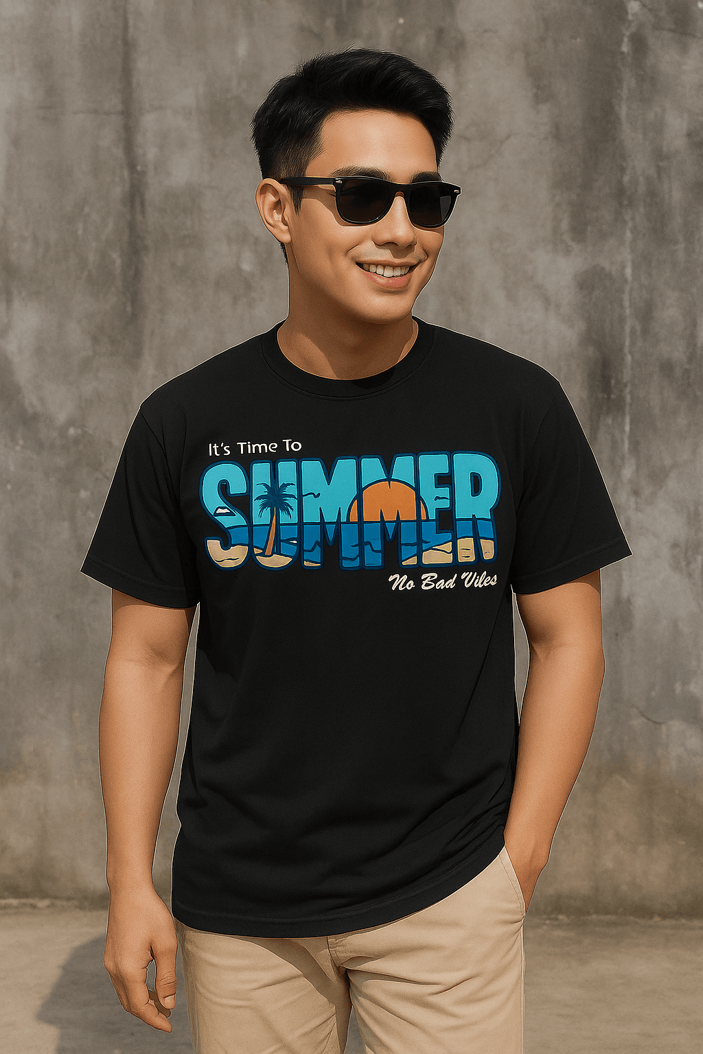 Người mẫu mặc áo thun Summer