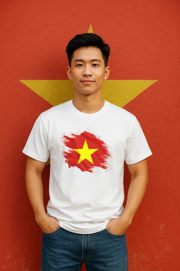 Người mẫu mặc áo thun Lá Cờ Việt Nam