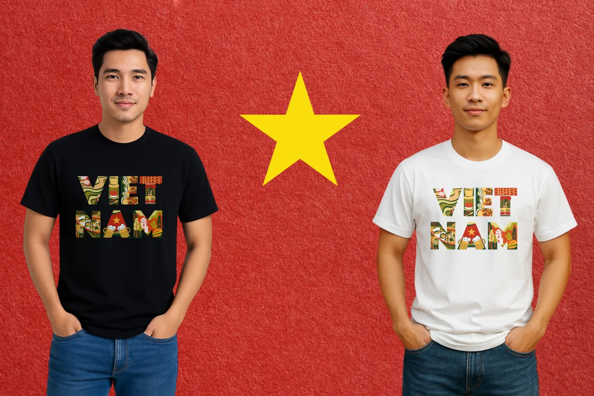 Người mẫu mặc áo thun Việt Nam