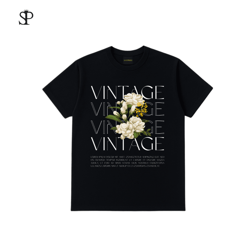 Áo Thun Vintage Floral | 100% Cotton 250GSM