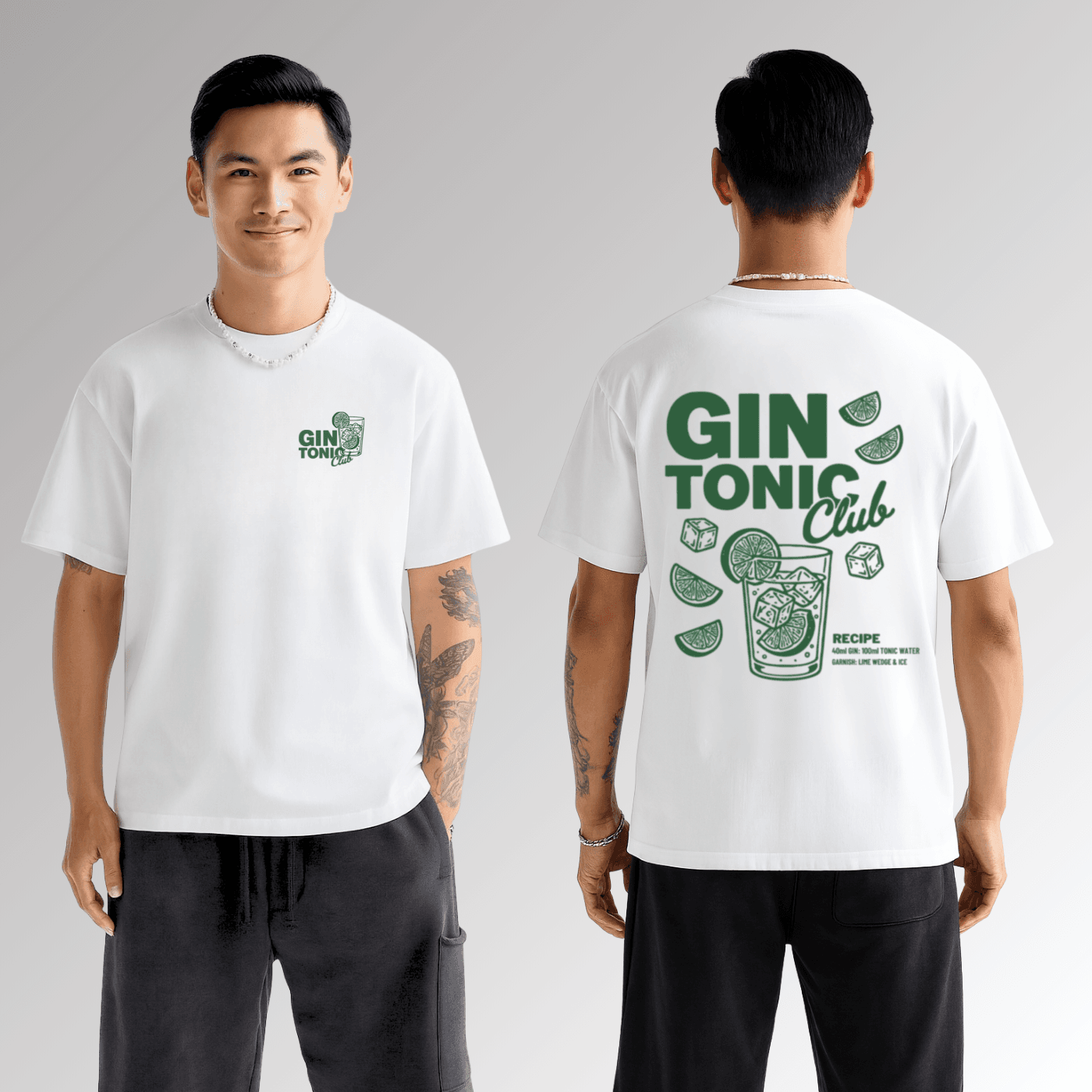Người mẫu mặc áo thun Gin Tonic